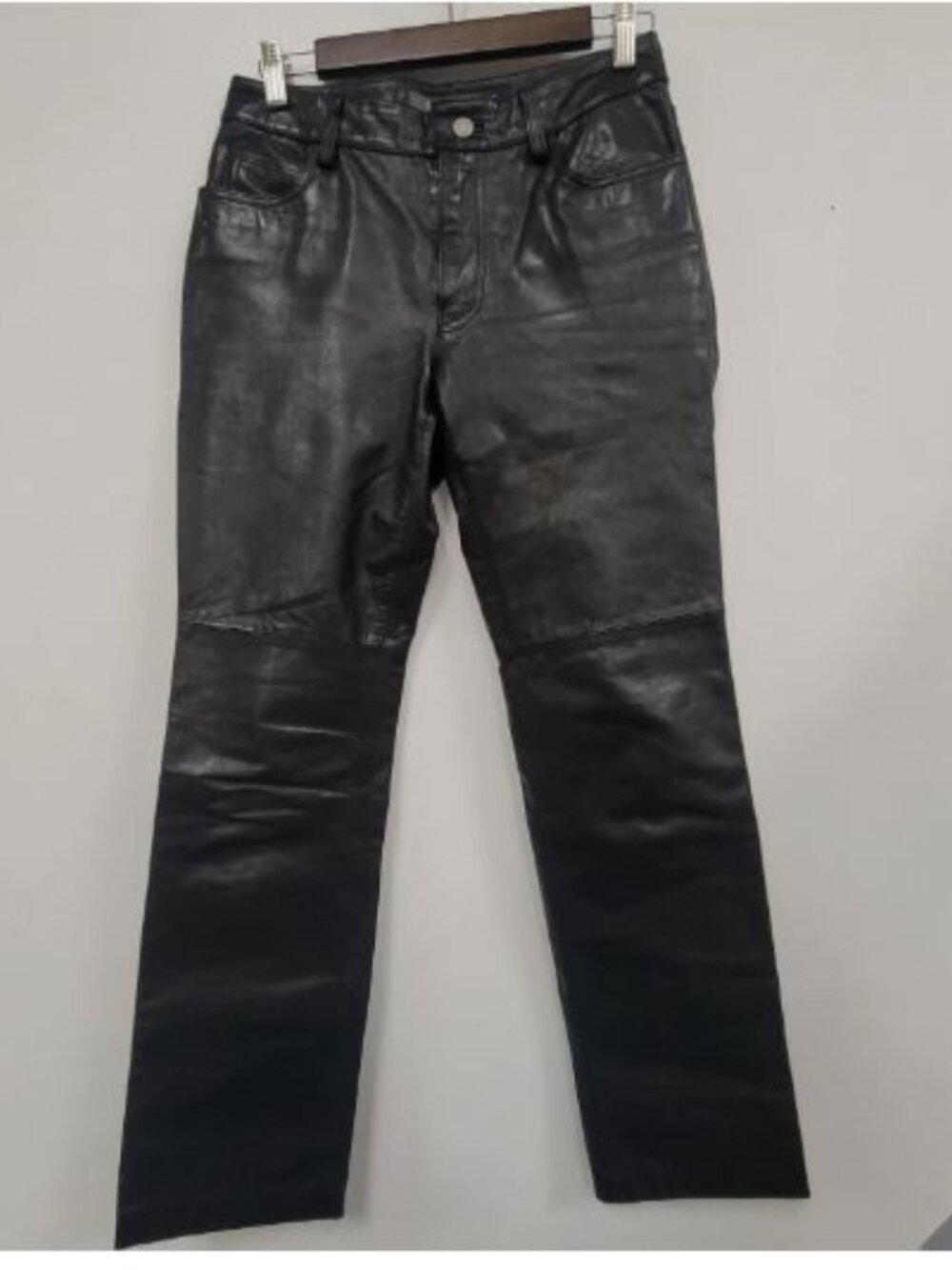 Gap Vintage Y2K 100% Leather Bootcut Pants Small 4 Black Goth Grunge Emo Artsy - Picture 3 of 8
